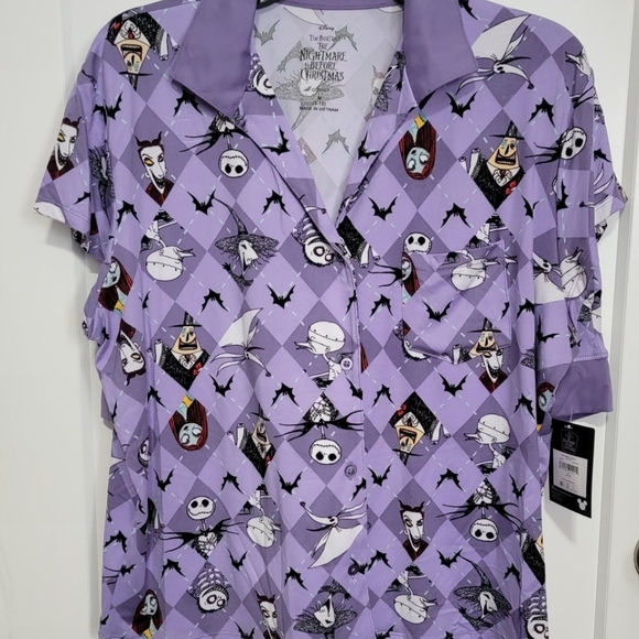 Ladiea 2 Piece Nightmarw Before Christmad Purple Pajama Set - Picture 2 of 7